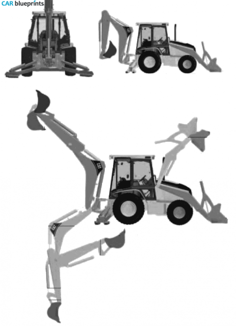 Caterpillar 416D Backhoe Loader Tractor blueprint