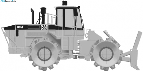 Caterpillar 816F Landfill Compactor Tractor blueprint