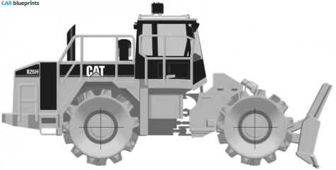 Caterpillar 826H Landfill Compactor Tractor blueprint