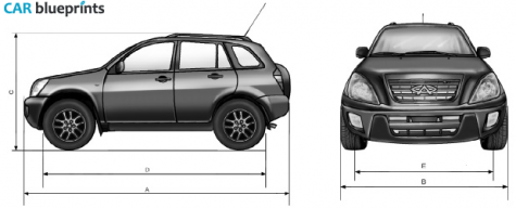 2005 Chery Tiggo SUV blueprint