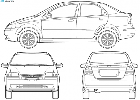 2005 Chevrolet Aveo Sedan blueprint