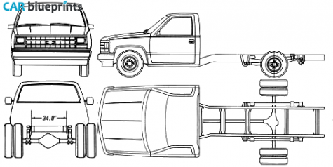 1990 Chevrolet C-K Chassis Cab Pick-up blueprint