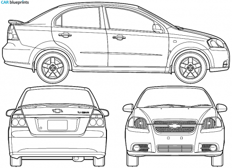 2006 Chevrolet Aveo LT 4-door Sedan blueprint