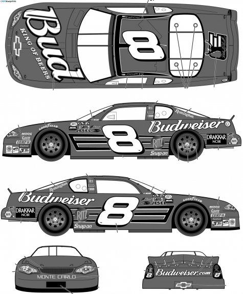 2003 Chevrolet Monte Carlo No 8 Dale Earnhardt Jr Budweiser Coupe blueprint