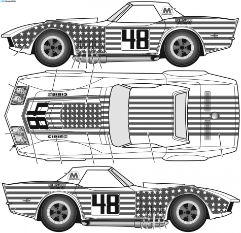 1971 Chevrolet Corvette Sebring John Greenwoods Star and Stripes Coupe blueprint