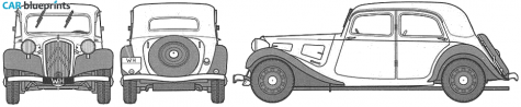 1939 Citroen 11CV Traction Avant Sedan blueprint