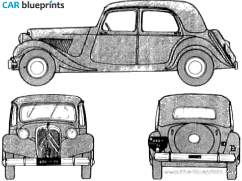 Citroen 15CV Traction Avant Sedan blueprint