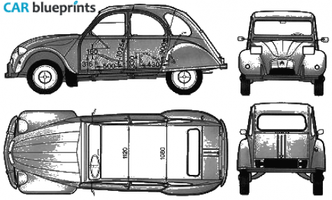 1974 Citroen 2CV6 Hatchback blueprint