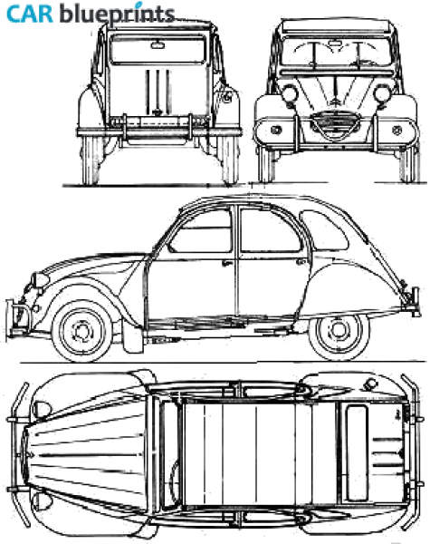 1960 Citroen 2CV Hatchback blueprint