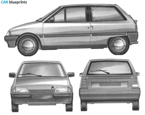 1991 Citroen AX 3-door Hatchback blueprint