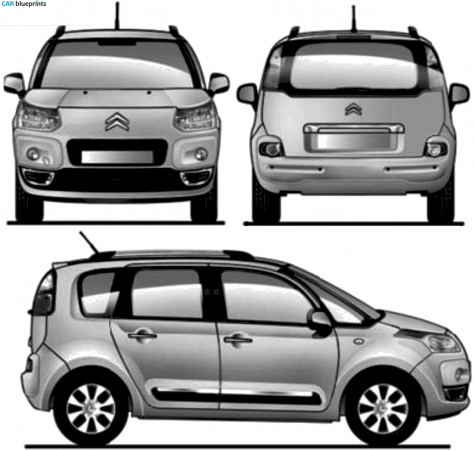 2009 Citroen C3 Picasso Minivan blueprint