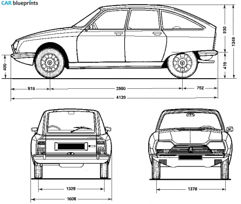 1970 Citroen GS Berline Hatchback blueprint