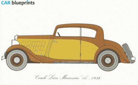 1934 Citroen Rosalie Coach Luxe Manessius 15 Coupe blueprint