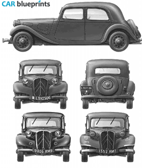 1940 Citroen 11CV Traction Avant Sedan blueprint