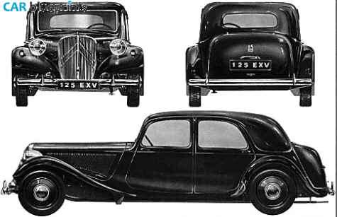 1955 Citroen 15CV Traction Avant 6H Sedan blueprint