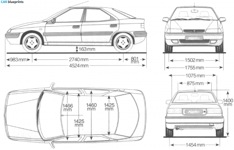 1993 Citroen Xantia Sedan blueprint