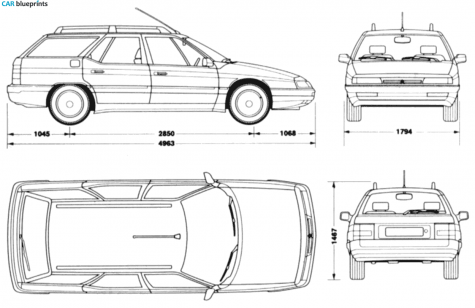 1989 Citroen XM Break Wagon blueprint