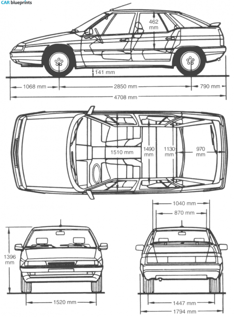 1989 Citroen XM Hatchback blueprint