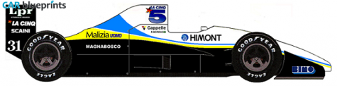 1989 Coloni C3 Ford DFR V8 F1 OW blueprint