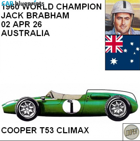 1960 Cooper T53 Climax F1 OW blueprint