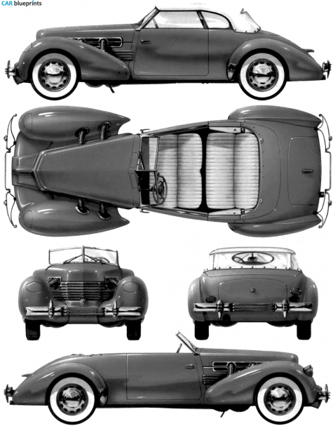 1937 Cord 812 Convertible Cabriolet blueprint