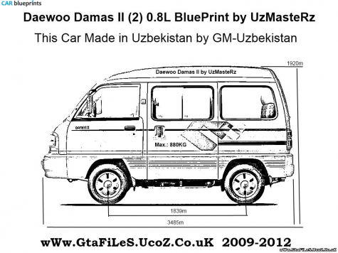 Daewoo Damas II 0.8L Van blueprint