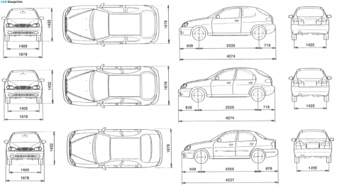 1997 Daewoo Lanos Hatchback blueprint