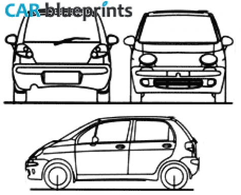 1998 Daewoo Matiz Hatchback blueprint