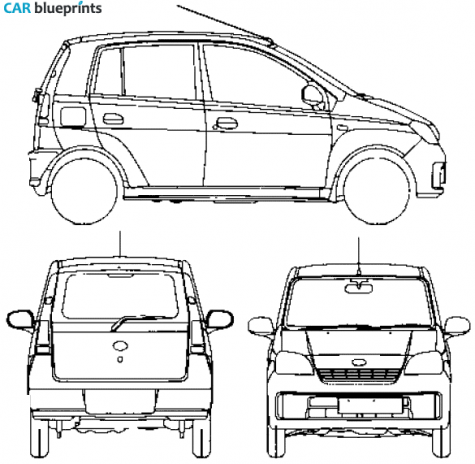 2007 Daihatsu Cuore 5-door Hatchback blueprint