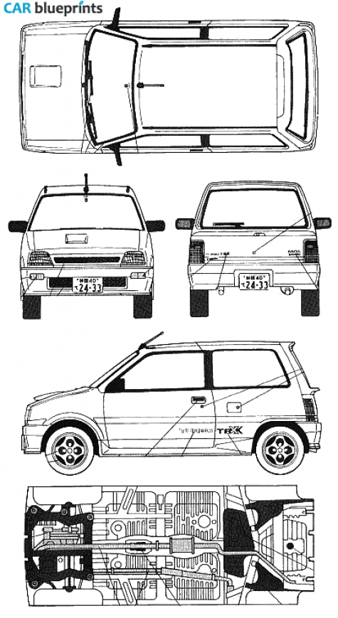 1987 Daihatsu Mira Turbo Hatchback blueprint