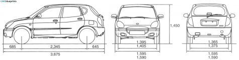 1998 Daihatsu Sirion Hatchback blueprint