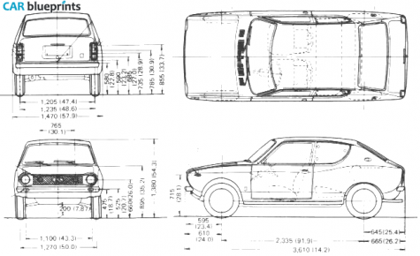 1970 Datsun 100A E10 Hatchback blueprint