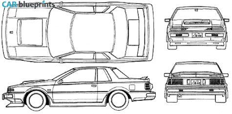 Car Blueprints - Datsun Gazelle Coupe Turbo Rs Blueprints, Vector 