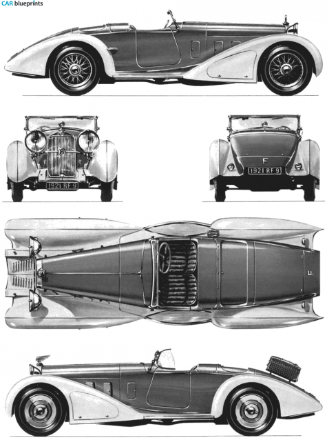 1932 Delage D8 Grand Sport Cabriolet blueprint