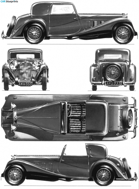 1933 Delage D8 SS Sedanica Coupe blueprint