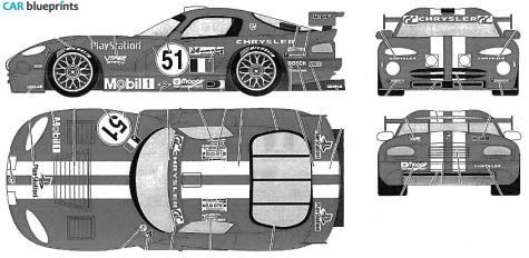 2000 Dodge Viper GTS R Lemans Coupe blueprint