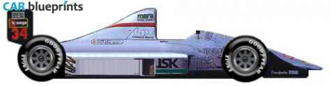 1990 EuroBrun ER189B Judd F1 OW blueprint