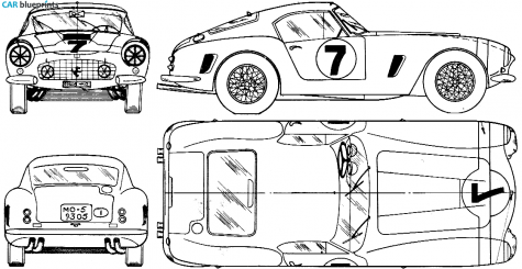 1959 Ferrari 250 GT SWB Berlinetta Coupe blueprint