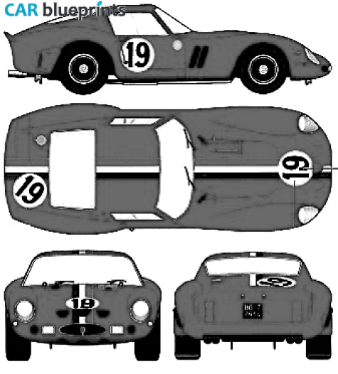 1962 Ferrari 250 GTO Le Mans Coupe blueprint