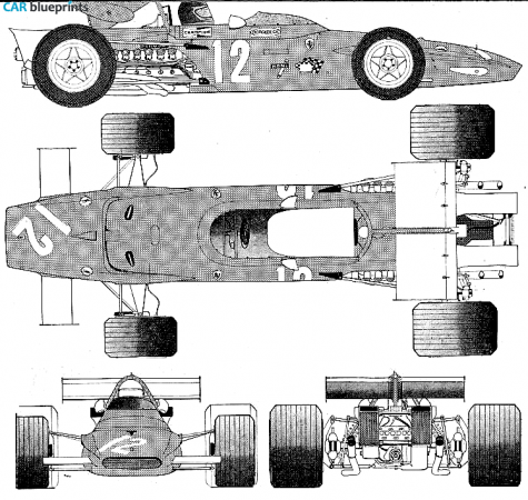 1970 Ferrari 312 B F1 Cabriolet blueprint