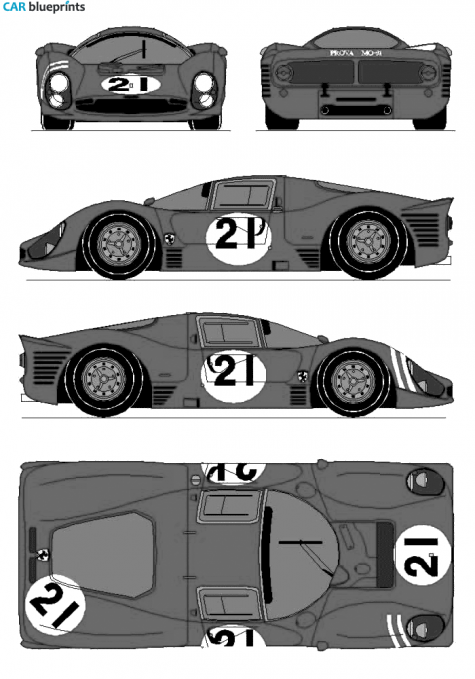 1966 Ferrari 330 P3 Le Mans Coupe blueprint