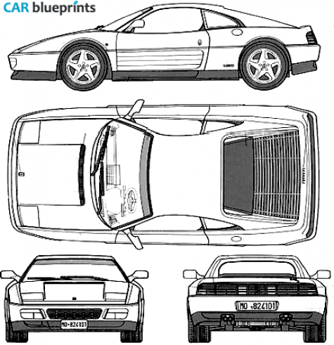 1989 Ferrari 348 TB Coupe blueprint