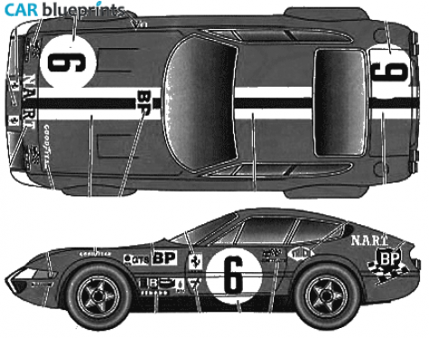 1970 Ferrari 365 GTB/4 Daytona Competizione Nart Coupe blueprint