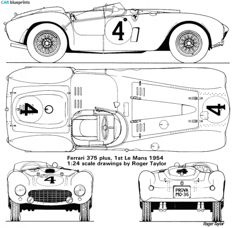 1954 Ferrari 375 MM Cabriolet blueprint