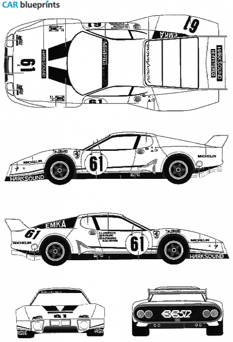 1979 Ferrari 512 BB Le Mans Emka Coupe blueprint