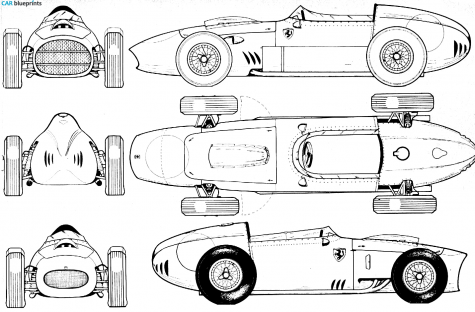 1959 Ferrari Dino 256 F1 GP OW blueprint