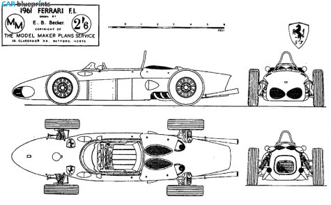 1961 Ferrari 156 F1 Sharknose Cabriolet blueprint