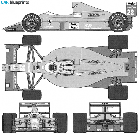 1989 Ferrari F189 F1 GP OW blueprint