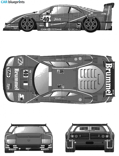 1995 Ferrari F40 Le Mans Brummel Coupe blueprint