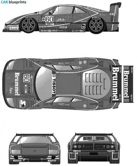 1995 Ferrari F40 Le Mans Suzuka Brummel Coupe blueprint